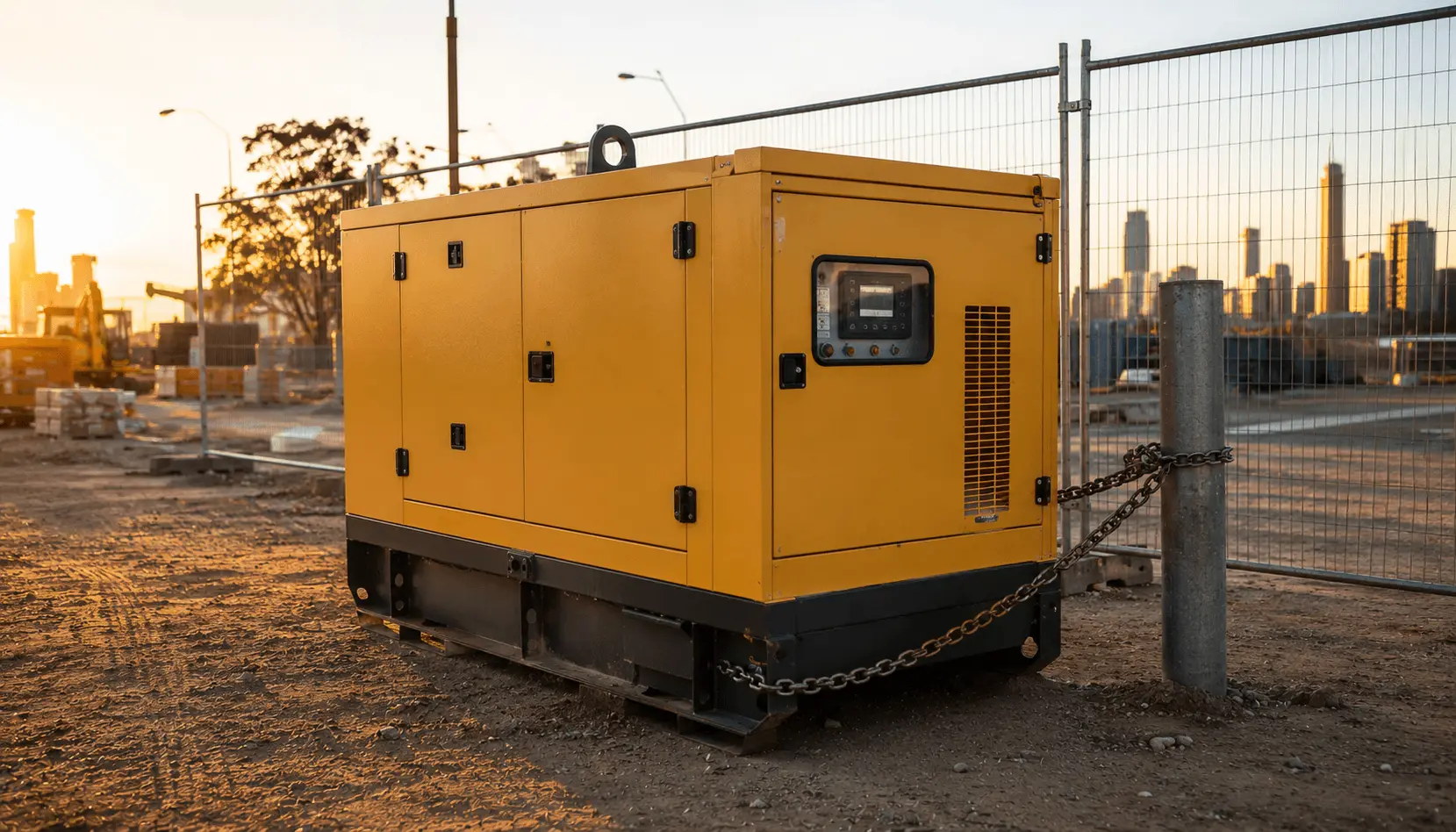 Industrial diesel generator on an Australian construction site