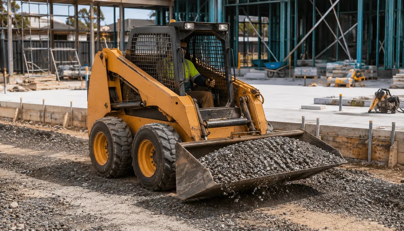 Wheel loader moving material on an Australian work site