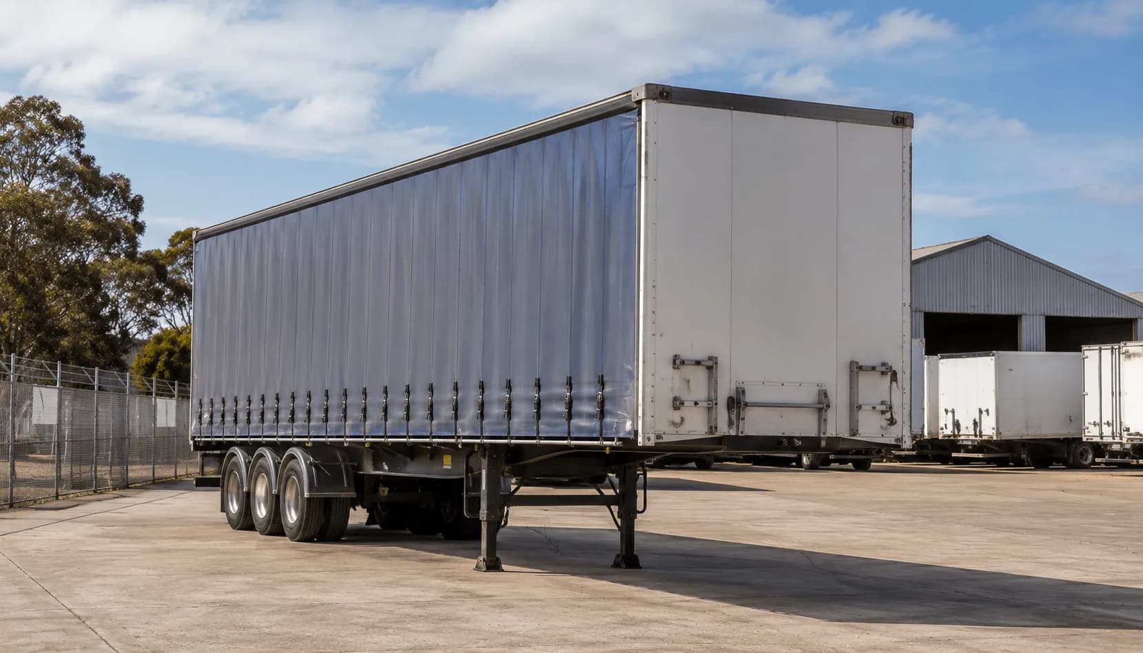Semi-trailers parked at an Australian freight depot
