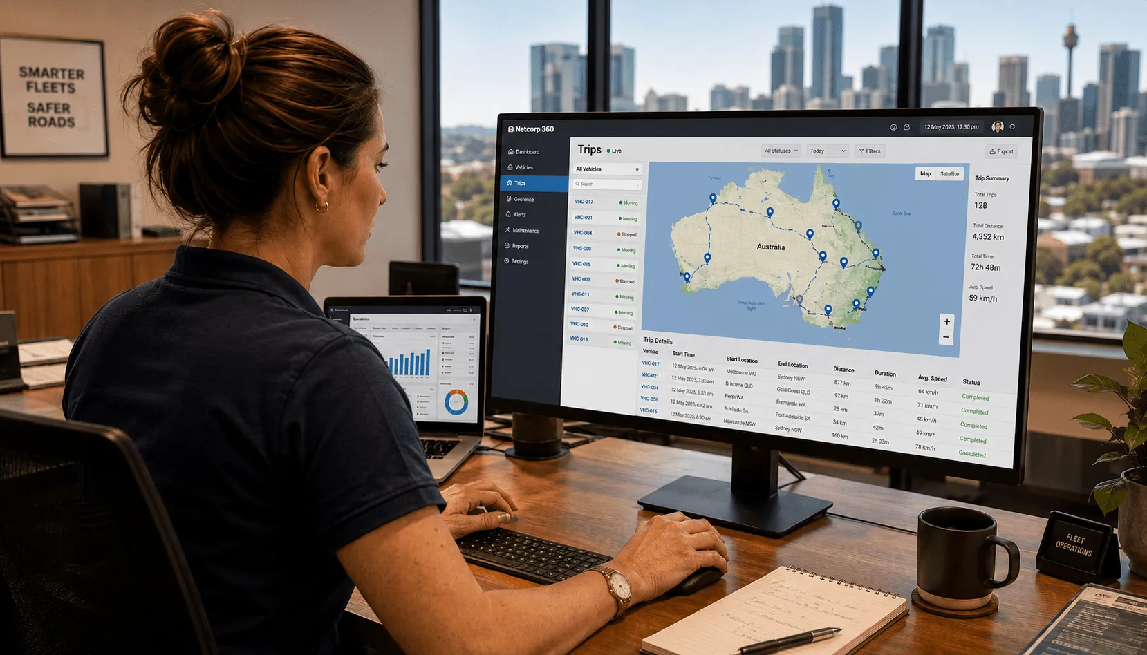 A Netcorp team member reviewing asset movement history