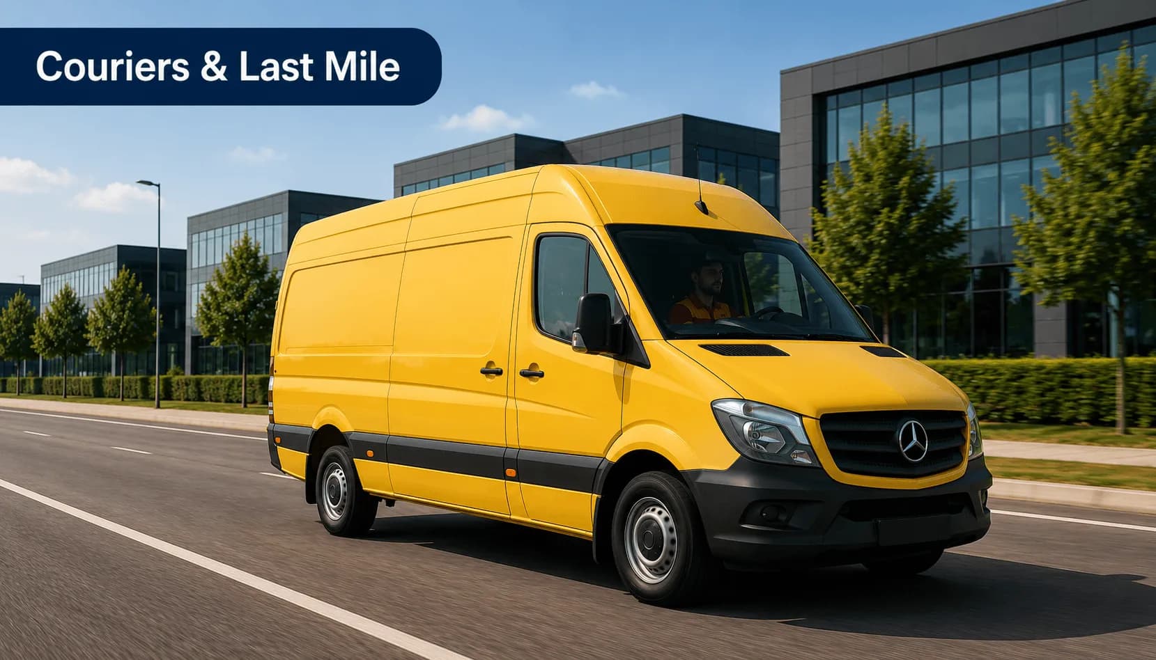 Courier delivery van making last-mile deliveries