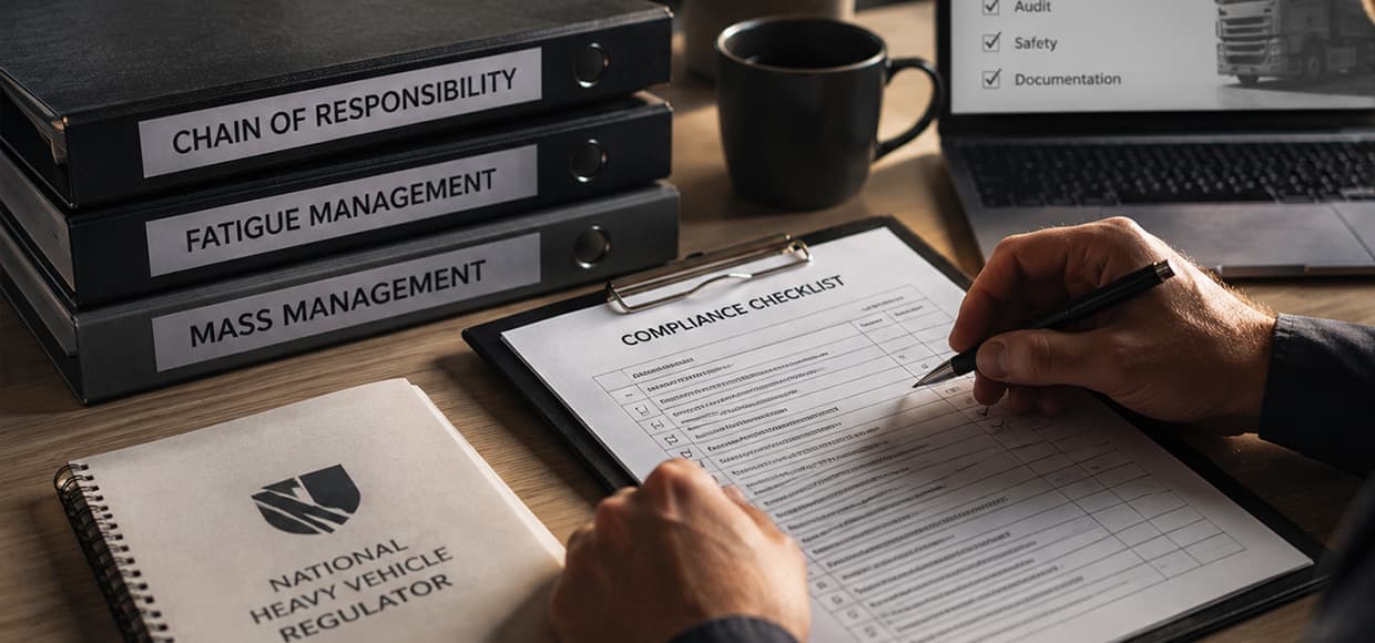 Heavy vehicle operator using the Netcorp platform
